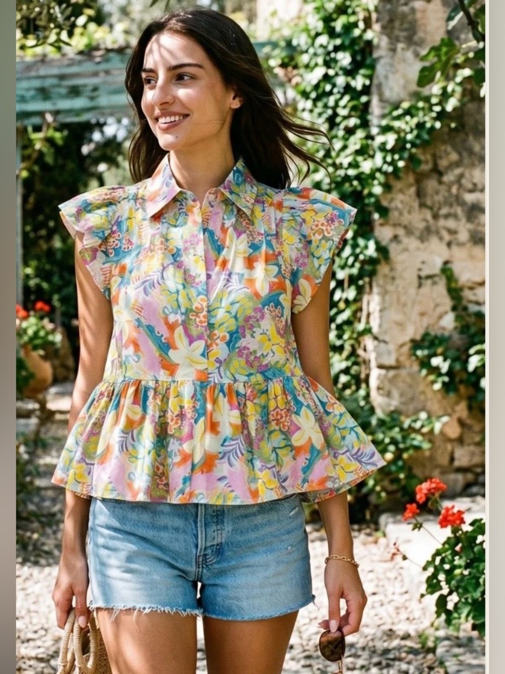 BNWT Meet Me in Santorini Eros Bouquet Top in S $40
